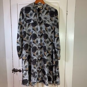 Porridge Women's Floral Print Long Sleeve Dress Small‎ Button Down Oversized